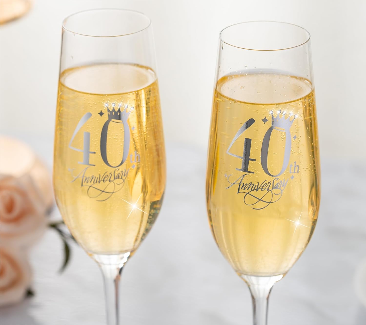 50th Wedding Anniversary Champagne Flutes Gifts 50th Anniversary Decorations Champagne Glasses Embellished with Rhinestones Couple Wedding Gifts for Anniversary, Gifts for Parents Anniversary - VARLKA