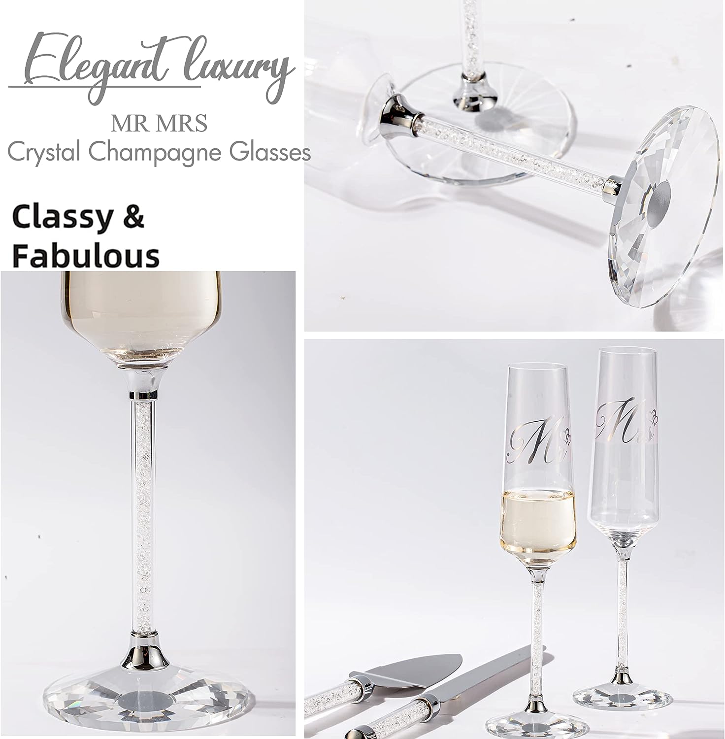 Set of 2, Wedding Champagne Flutes, Personalized Champagne Glasses Wedding  Flutes, Engraved Bride and Groom Toasting Glasses Mr & Mrs Gift 